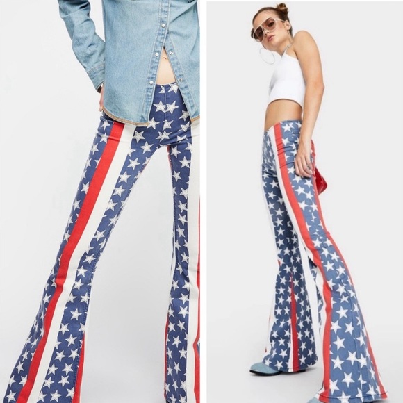 Free People Star-Patterned Flare Pants - Picture 6 of 8